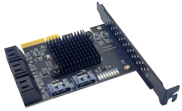 Alt view image 9 of 12 - PCIE 8 Port SATA Expansion Card Extension Board PCI E PCI-E PCI Express X4 to SATA3 6G HDD SSD Adapter Controller Hub Multiplier