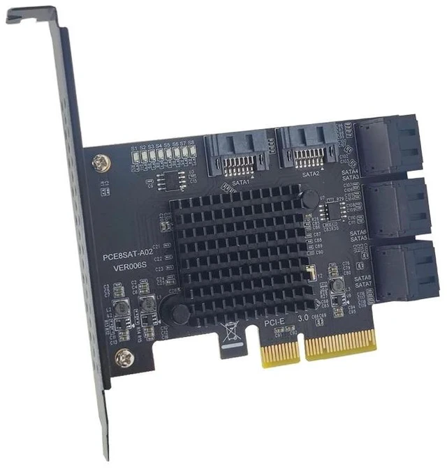Alt view image 12 of 12 - PCIE 8 Port SATA Expansion Card Extension Board PCI E PCI-E PCI Express X4 to SATA3 6G HDD SSD Adapter Controller Hub Multiplier
