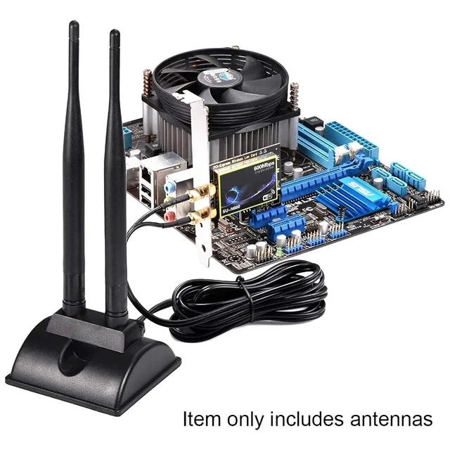 Alt view image 12 of 13 - 2.4GHz 5GHz Dual Band RP-SMA Male WiFi Antenna + IPEX MHF4 to RP-SMA Female Cable 9.8 inch for M.2 NGFF Network Card PC Computer