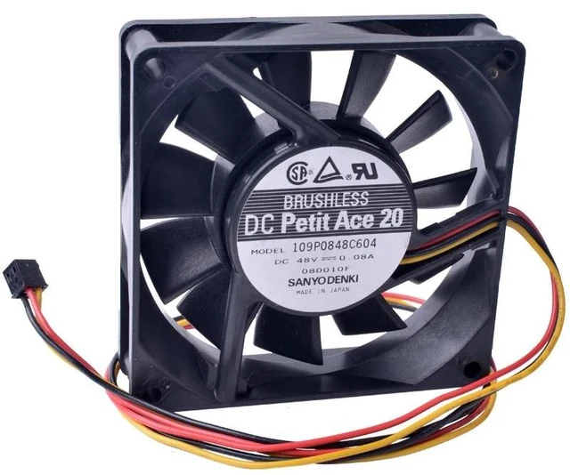 Alt view image 6 of 10 - 8020 48V 0.08A 109P0848C604 double ball 8CM silent cooling fan