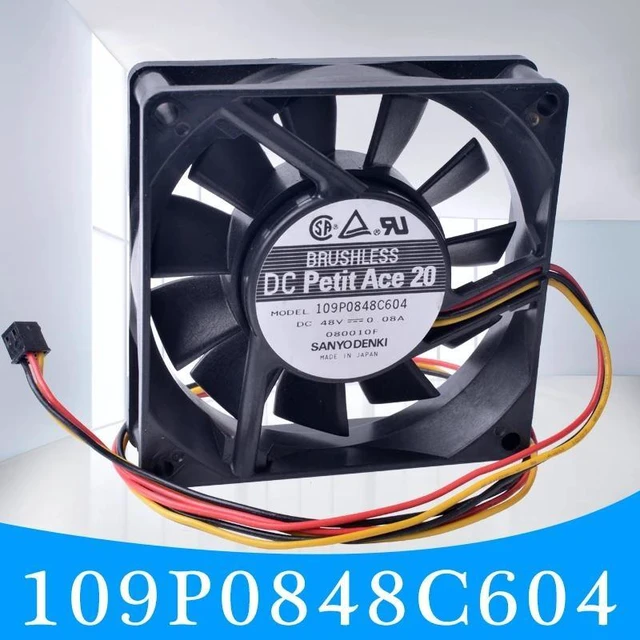 Alt view image 7 of 10 - 8020 48V 0.08A 109P0848C604 double ball 8CM silent cooling fan