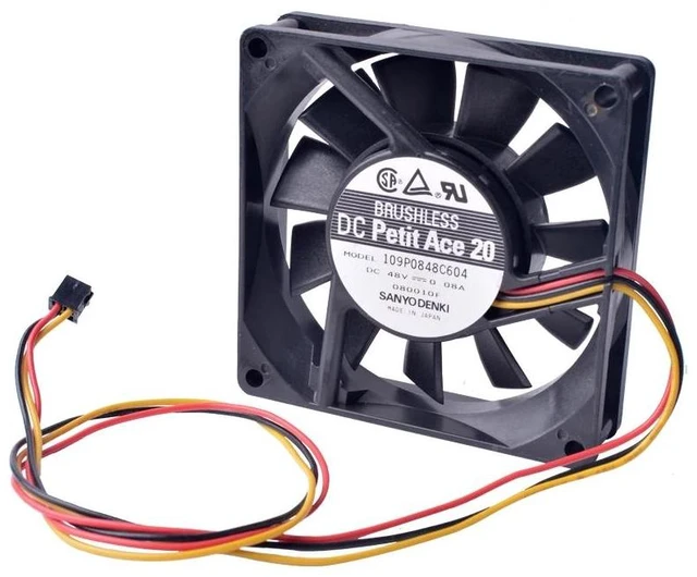 Alt view image 8 of 10 - 8020 48V 0.08A 109P0848C604 double ball 8CM silent cooling fan