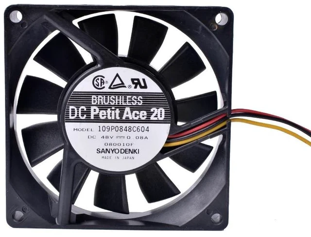 Alt view image 9 of 10 - 8020 48V 0.08A 109P0848C604 double ball 8CM silent cooling fan
