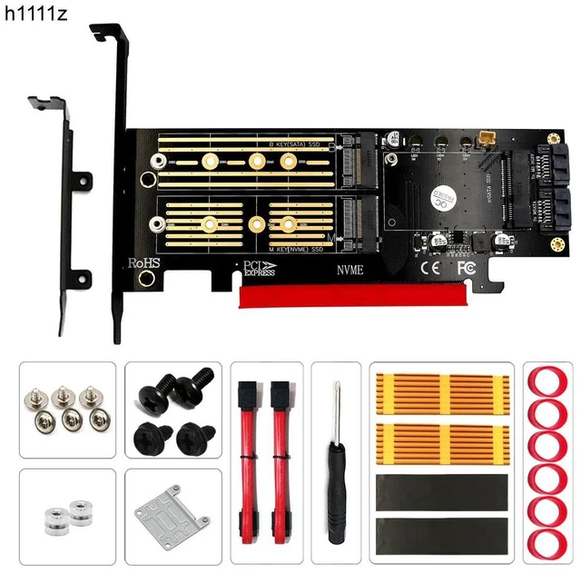 Alt view image 7 of 12 - Add On Cards M.2 NVME NGFF mSATA Riser PCIE to M2 Adapter with Gold M.2 Heatsink SSD Cooling PCI Express X4/X8/X16 Raiser