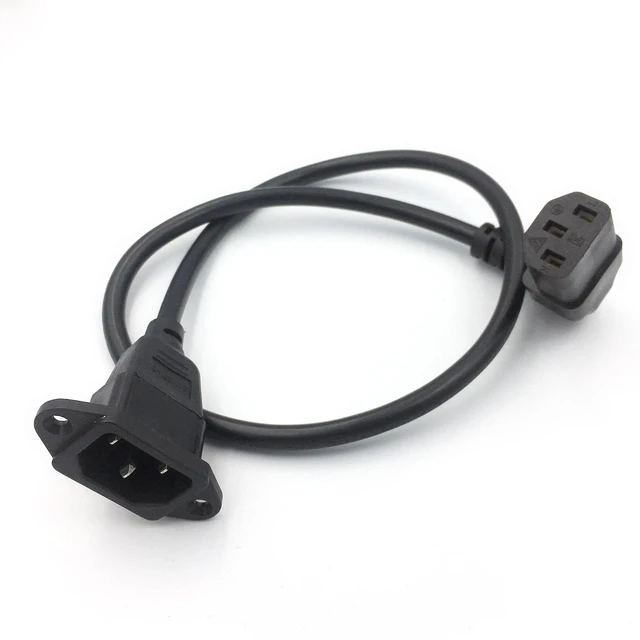 Alt view image 2 of 2 - IEC320 C14 to C13 Extension cord C14 with screw holes and C13 Angled 60cm lenght H05VV-F 3G (Up Angel)
(0.3M)