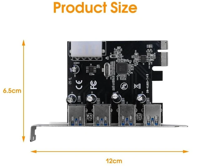 Alt view image 11 of 12 - 4 Port USB 3.0 PCI-e Expansion Card 5 Gbps Speed PCI express PCIe USB 3.0 hub adapter controller USB 3 0 PCIe express 1x Adapter