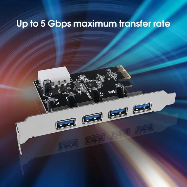 Alt view image 12 of 12 - 4 Port USB 3.0 PCI-e Expansion Card 5 Gbps Speed PCI express PCIe USB 3.0 hub adapter controller USB 3 0 PCIe express 1x Adapter