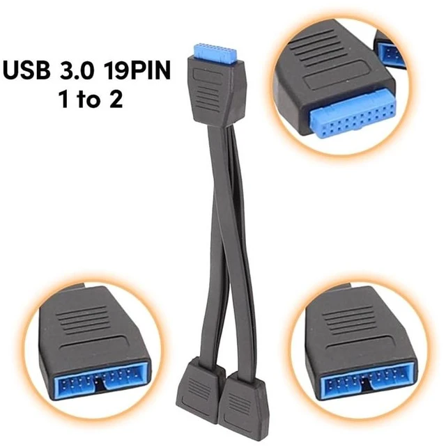 Alt view image 8 of 12 - USB 19Pin/20Pin Splitter Cable for Motherboard Expansion Cable USB3.0 19Pin 1 to 2 Splitter 20CM