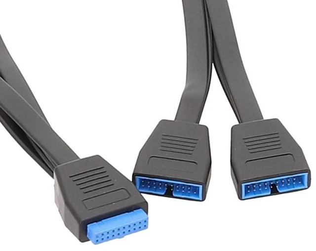Alt view image 11 of 12 - USB 19Pin/20Pin Splitter Cable for Motherboard Expansion Cable USB3.0 19Pin 1 to 2 Splitter 20CM