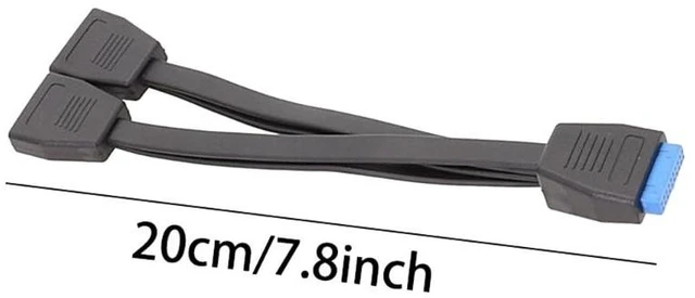 Alt view image 12 of 12 - USB 19Pin/20Pin Splitter Cable for Motherboard Expansion Cable USB3.0 19Pin 1 to 2 Splitter 20CM
