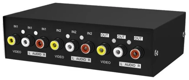Alt view image 2 of 2 - AV Switch 2x1RCA Switcher 4 in 1 Out Signa Composite Video L/R Stereo Audio Selector Box for DVD STB Game Consoles(2x1)