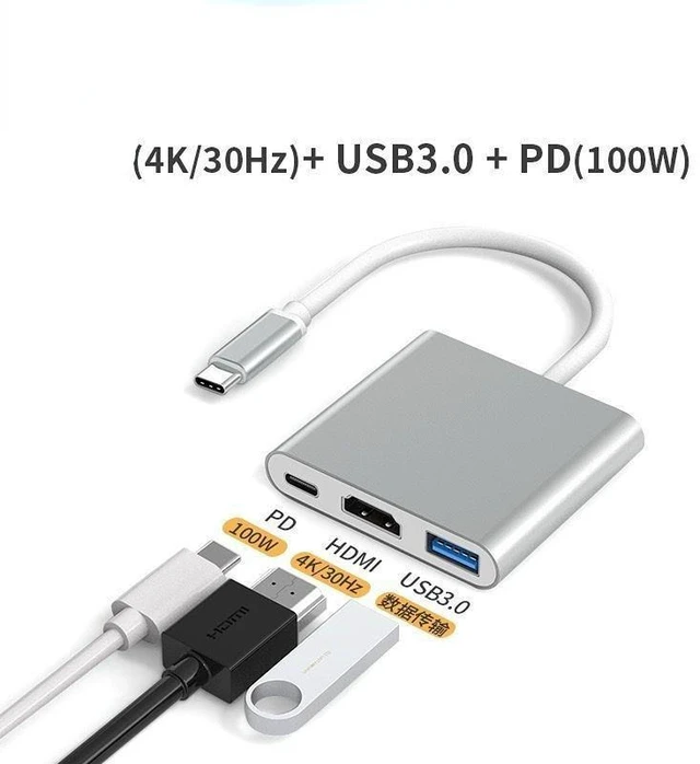 Alt view image 2 of 2 - 3 In 1 USB Type C Hub To HDMI-compatible 4K Support Dex Mode USB-C Dock with PD
