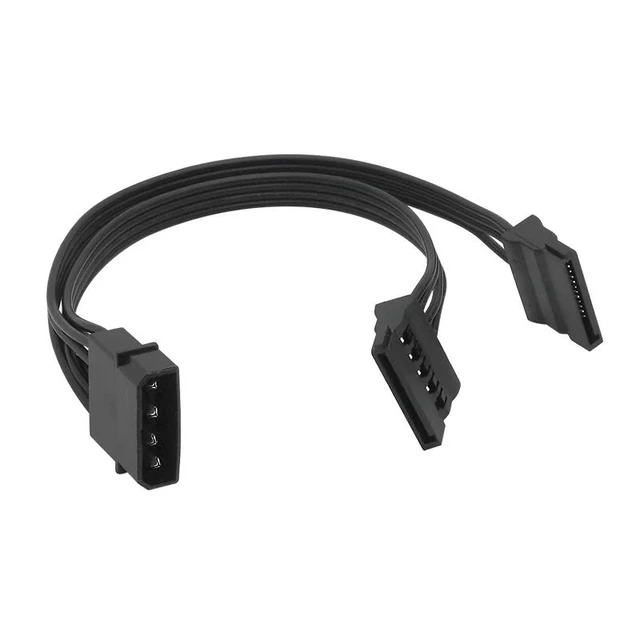 Alt view image 2 of 2 - Molex IDE 1 to 2 ,4 Pin Male To 15 Pin Female SATA Power Converter Adapter Cable Hard Drive HDD SSD Power Extension Cable 22cm