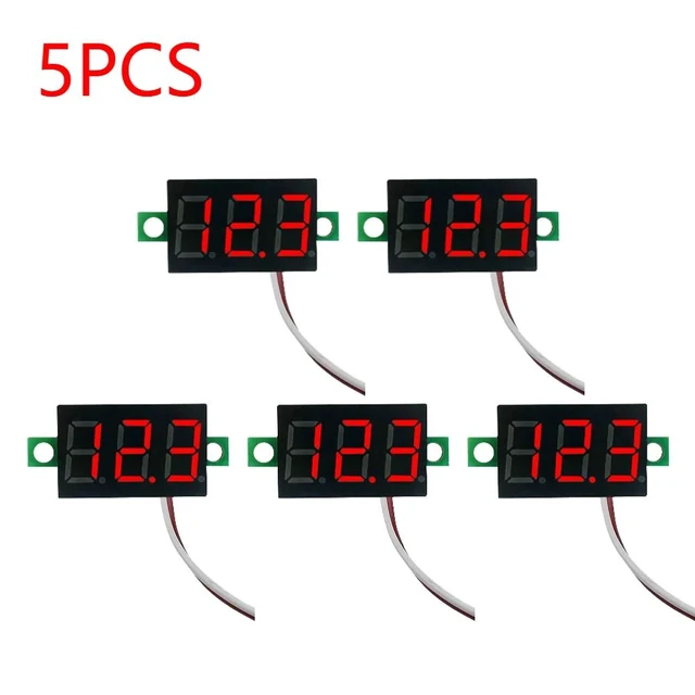 Alt view image 2 of 2 - 0.28 Inch 2 wires DC 5V-30V Mini Digital Voltmeter Voltage Tester Meter LED Screen meter(5PCS Red)