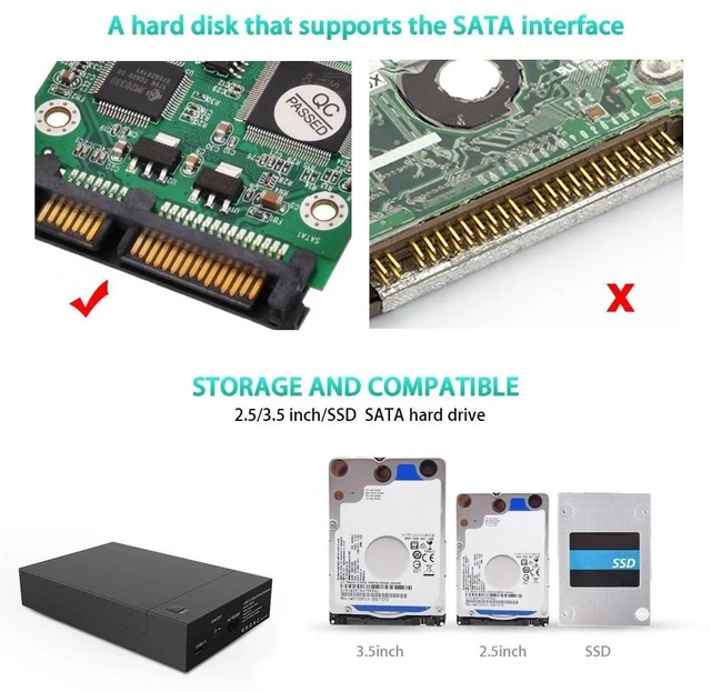 Alt view image 10 of 12 - HDD Case 3.5 2.5 SATA to USB 3.0 Adapter External Hard Drive Enclosure Reader for SSD Disk HDD Box Case HD 3.5 HDD Case(UK)