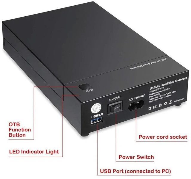 Alt view image 11 of 12 - HDD Case 3.5 2.5 SATA to USB 3.0 Adapter External Hard Drive Enclosure Reader for SSD Disk HDD Box Case HD 3.5 HDD Case(UK)
