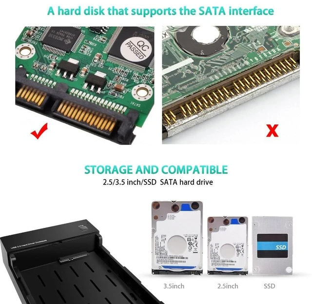 Alt view image 12 of 12 - HDD Case 3.5 2.5 SATA to USB 3.0 Adapter External Hard Drive Enclosure Reader for SSD Disk HDD Box Case HD 3.5 HDD Case(UK)