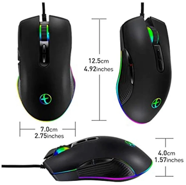 Alt view image 9 of 12 - USB C Mouse Type C Ergonomic Wired Mouse RGB Gaming Mouse Optical Mouse