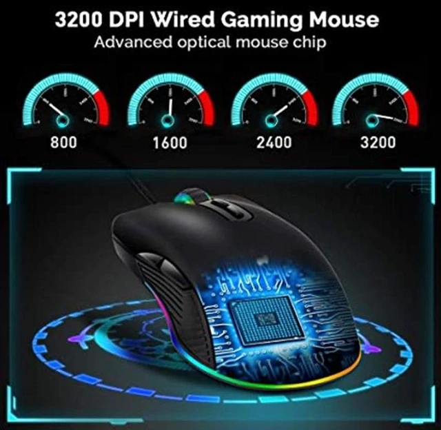Alt view image 10 of 12 - USB C Mouse Type C Ergonomic Wired Mouse RGB Gaming Mouse Optical Mouse