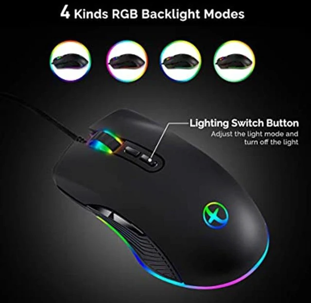 Alt view image 12 of 12 - USB C Mouse Type C Ergonomic Wired Mouse RGB Gaming Mouse Optical Mouse
