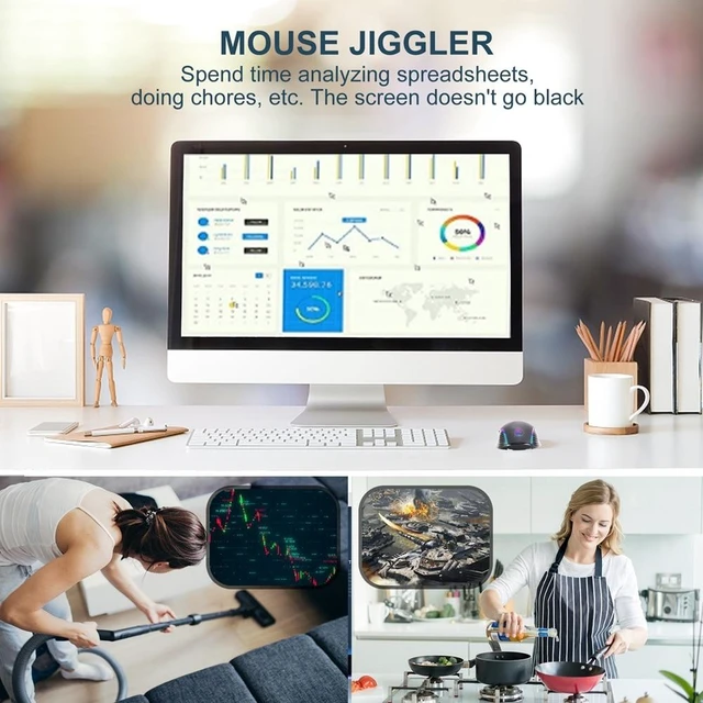 Alt view image 10 of 12 - 2.4G Wireless Mouse Ergonomic Mouse Jiggler Mouse Mover LED Rechargeable Silent Mouse USB Optical Mice