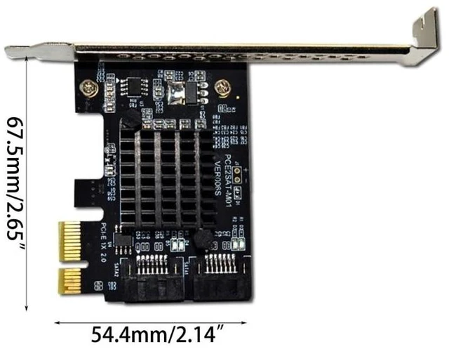 Alt view image 12 of 12 - PCIE to SATA Expansion Card ASM1061 Chip PCI Express X1 to 2 Port SATA 3.0 6Gb Adapter Controller PCI-E SATA Card