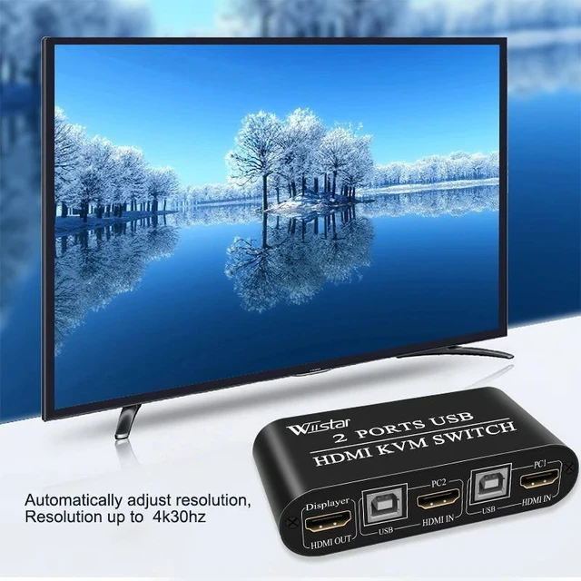 Alt view image 11 of 12 - 2X1 HDM KVM Switch Box Selector HDMI Switch 2 In 1 Out Sharing USB 2.0 monitor mouse keyboard for 2 Computer Laptops PCs(only Kvm)