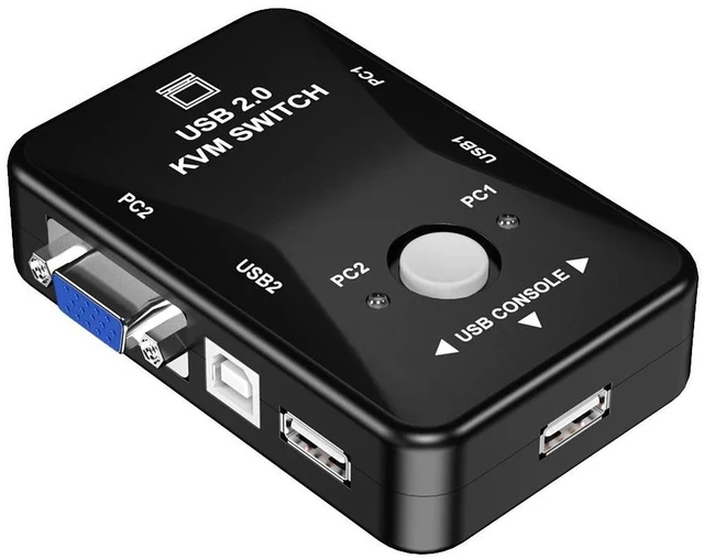 Alt view image 7 of 13 - VGA KVM Switch 2x1 1080P VGA USB Switch 2 in 1 out for 2 Computer Laptor Share 1 Monitor & 2 USB Support Mouse Keyboard Printer(KVM only)