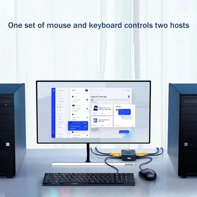 Alt view image 9 of 13 - VGA KVM Switch 2x1 1080P VGA USB Switch 2 in 1 out for 2 Computer Laptor Share 1 Monitor & 2 USB Support Mouse Keyboard Printer(KVM only)