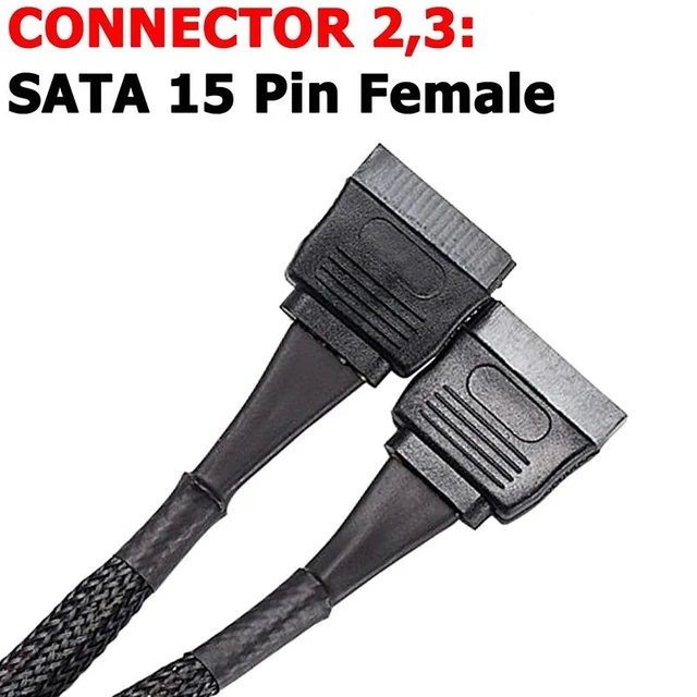 Alt view image 11 of 12 - 4 Pin Male IDE Molex to Dual 15Pin Female SATA Power Splitter Converter Adapter Cable Hard Drive HDD SSD Extension Cable