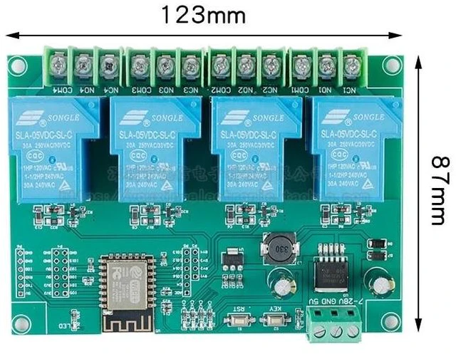 Alt view image 7 of 8 - ESP8266WIFI four-way 30A relay module ESP-12F development board secondary development DC7-28/5V