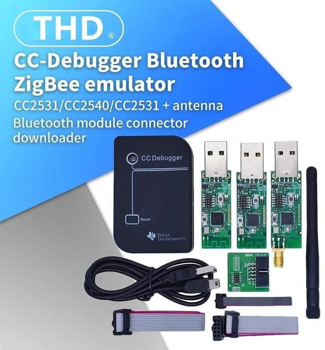 Alt view image 8 of 12 - CC2531 Zigbee emulator, CC debugger, USB programmer, CC2540, CC2531, with antenna, bluetooth, connector, download cable