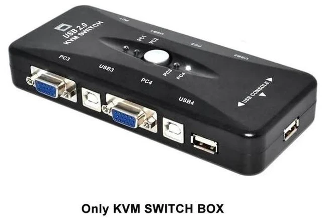 Alt view image 7 of 12 - 4 Port VGA KVM Switcher 4x1 VGA USB VGA Switch 4 in 1 out support Printer Mouse Keyboard Share 1920*1440 VGA Switch Box Adapter(only 1 KVM)