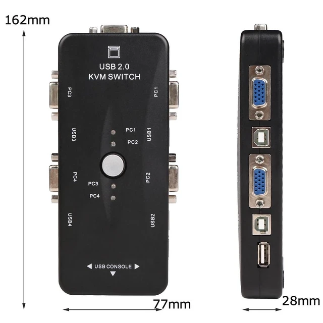 Alt view image 12 of 12 - 4 Port VGA KVM Switcher 4x1 VGA USB VGA Switch 4 in 1 out support Printer Mouse Keyboard Share 1920*1440 VGA Switch Box Adapter(with 4 cable)