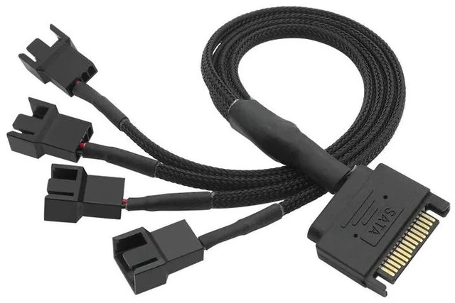 Alt view image 6 of 10 - Black Sleeved 4Pin IDE Molex to 4 x 4 Pin PWM Fan Power Splitter Cable, Cooler Cooling PWM Fan Cable