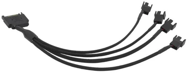 Alt view image 7 of 10 - Black Sleeved 4Pin IDE Molex to 4 x 4 Pin PWM Fan Power Splitter Cable, Cooler Cooling PWM Fan Cable