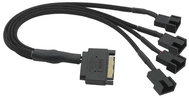 Alt view image 8 of 10 - Black Sleeved 4Pin IDE Molex to 4 x 4 Pin PWM Fan Power Splitter Cable, Cooler Cooling PWM Fan Cable