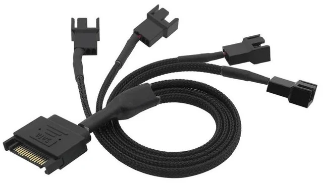 Alt view image 9 of 10 - Black Sleeved 4Pin IDE Molex to 4 x 4 Pin PWM Fan Power Splitter Cable, Cooler Cooling PWM Fan Cable