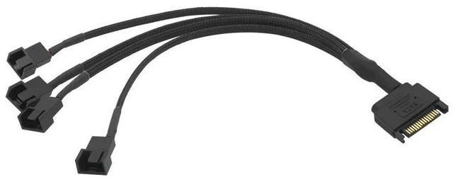 Alt view image 10 of 10 - Black Sleeved 4Pin IDE Molex to 4 x 4 Pin PWM Fan Power Splitter Cable, Cooler Cooling PWM Fan Cable