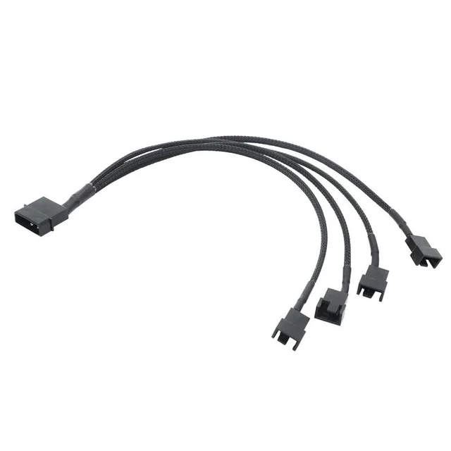 Alt view image 2 of 2 - 4pin IDE Molex to 4-Port 4Pin Power Supply Cable Black Sleeved Cooling Fan Splitter Power Cord Plug Cooler Wire for PC(Big 4PIN 1 TO 4)
(27cm)