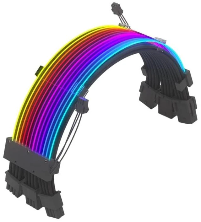 Alt view image 7 of 12 - ARGB Power Supply Extension Cable RGB 24Pin GPU 3x8Pin Motherboard Extension