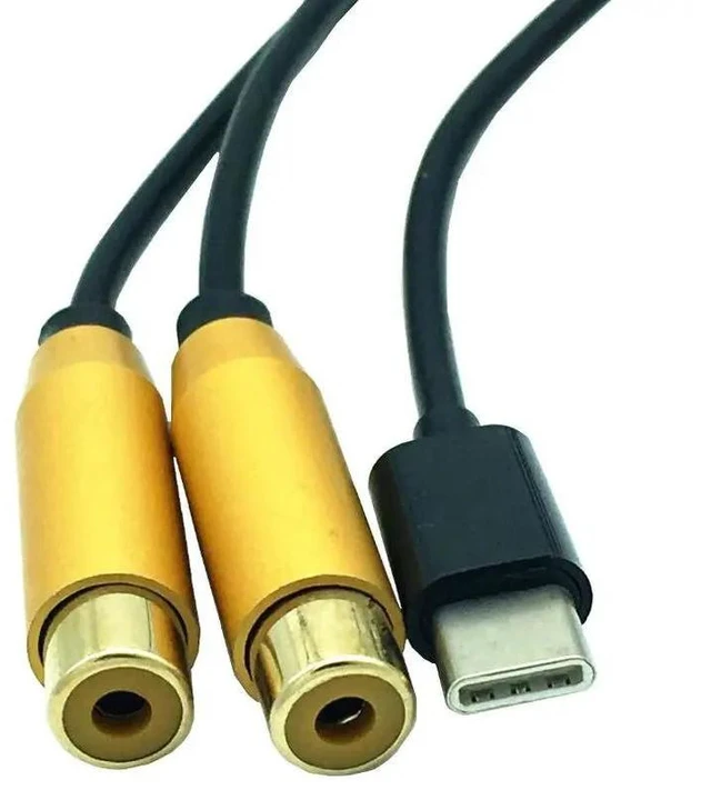 Alt view image 6 of 10 - Type-C to 2 RCA male /female audio jack Cable usb c cord for iPhone Sumsung Xiaomi Speaker Home Theater TV 0.8M