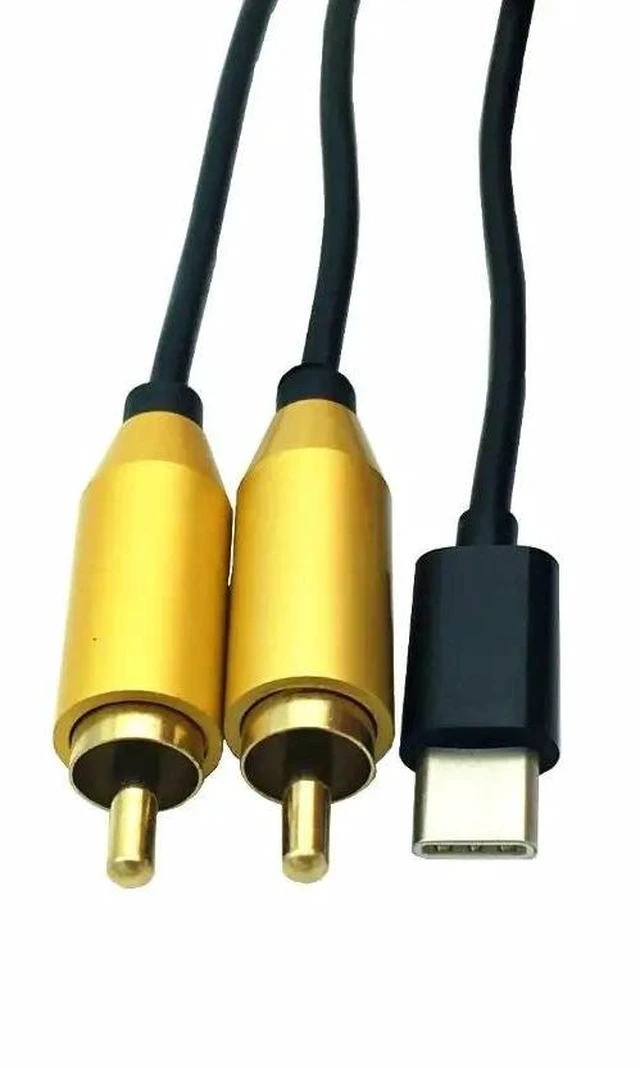 Alt view image 7 of 10 - Type-C to 2 RCA male /female audio jack Cable usb c cord for iPhone Sumsung Xiaomi Speaker Home Theater TV 0.8M