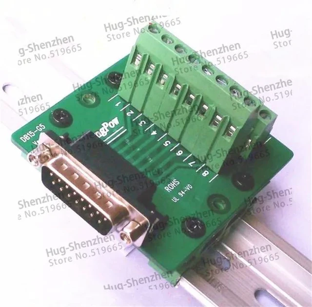 Alt view image 5 of 6 - DB15 Male D-SUB 15 Pin Port Signals Breakout PCB Board terminal Adapter connector DR15 without Din Rail Mounting