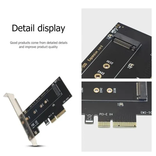 Alt view image 11 of 12 - M key M.2 NVMe SSD to PCIe Adapter Card PCI Express 3.0 x4 2230 2242 2260 2280 Size M.2 SSD Riser Card support PCI-E X4, X8, X16