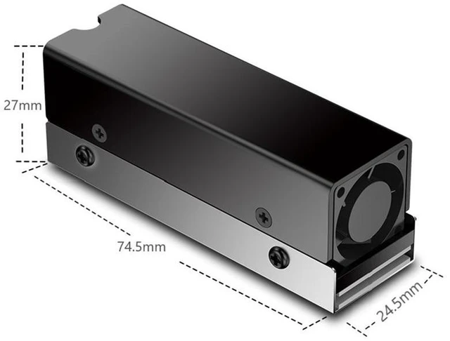 Alt view image 12 of 12 - M.2 SSD NVMe Heat Sink M2 2280 Solid State Disk Air Circulation Radiator with Fan Aluminum Heatsink Thermal Pad Cooler