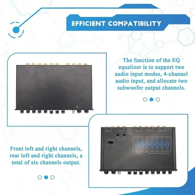 Alt view image 5 of 6 - 7 Band Car Equalizer Audio EQ Tuning Crossover Amplifier Parametric Car Preamplifier Audio Equalizer +-12Db