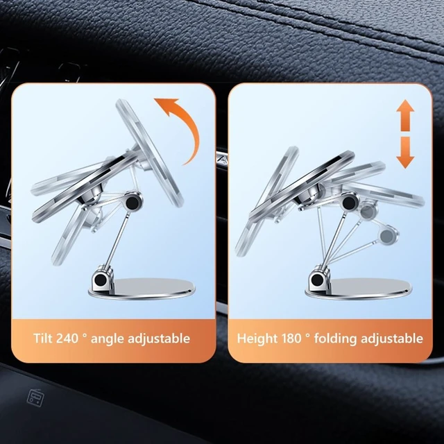 Alt view image 11 of 12 - Foldable Car Dashboard Windshield Adhesive Mount 360 Rotating Magnetic Cellphone Holder Stand for Phone(Silver)