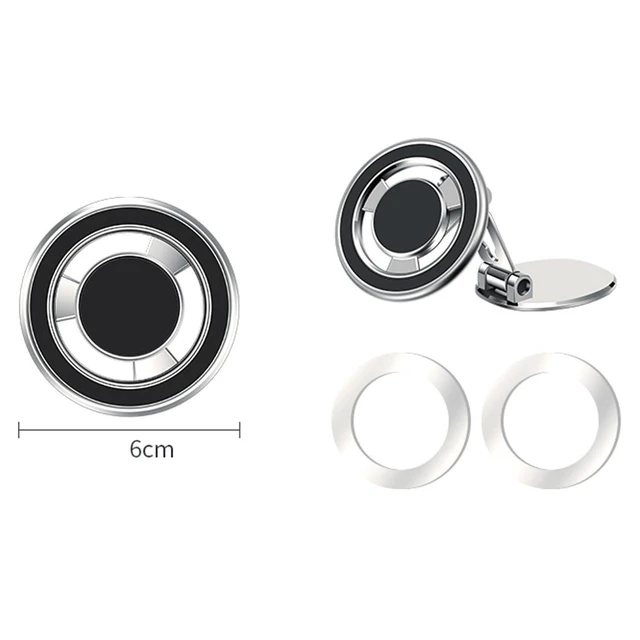 Alt view image 12 of 12 - Foldable Car Dashboard Windshield Adhesive Mount 360 Rotating Magnetic Cellphone Holder Stand for Phone(Silver)