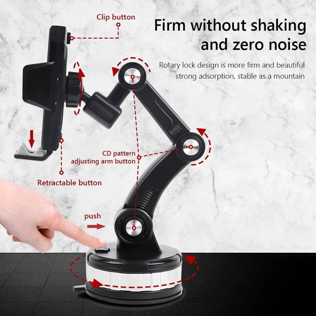 Alt view image 11 of 12 - Strong Suction Cup Car Phone Holder Center Console Smartphone Sucker Mount Universal Bracket Windscreen Adjustable Support